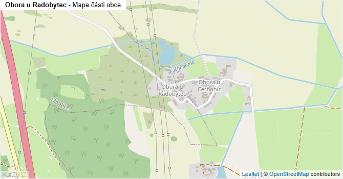 Obora u Radobytec - mapa části obce