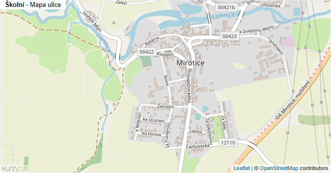 Školní - mapa ulice