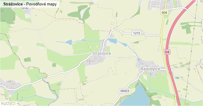 Strážovice - záplavové mapy stoleté vody