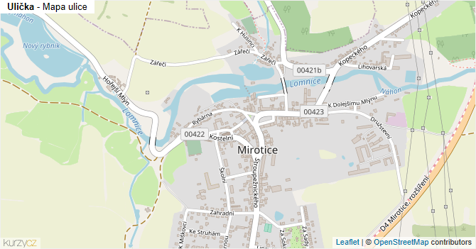 Ulička - mapa ulice