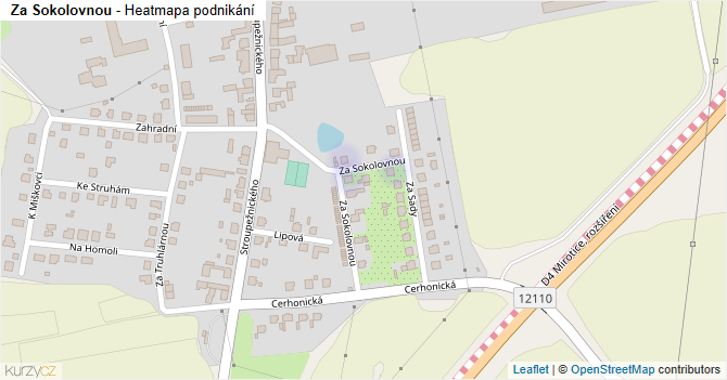 Za Sokolovnou - mapa podnikání