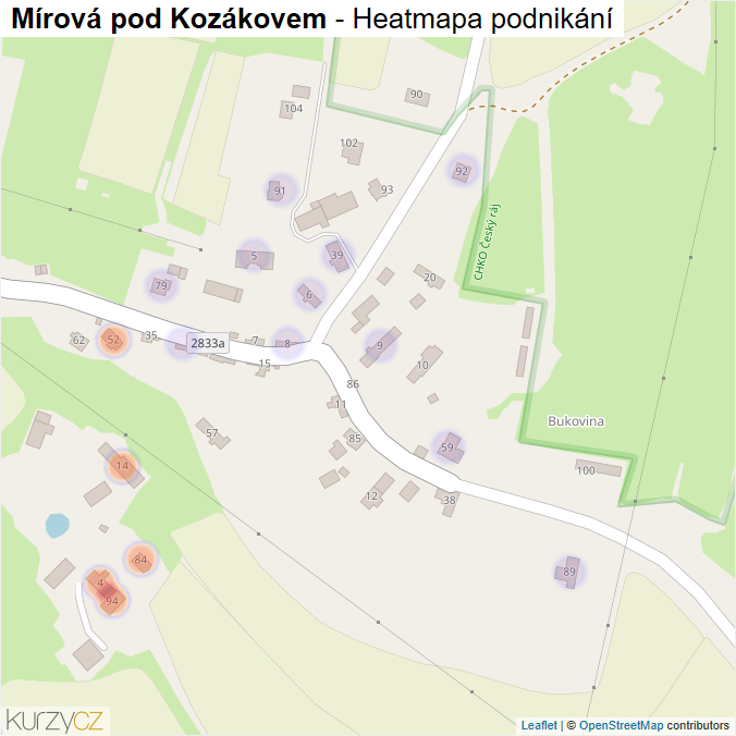 Mapa Mírová pod Kozákovem - Firmy v obci.