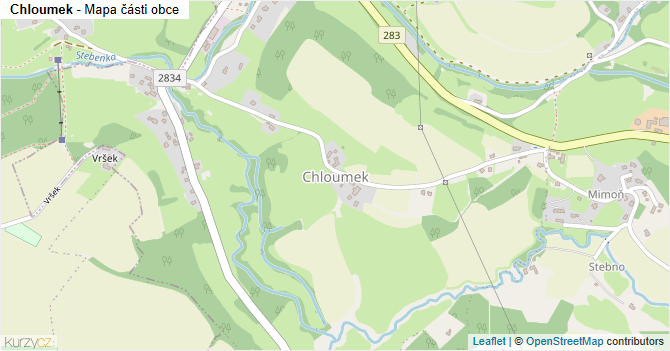 Chloumek - mapa části obce