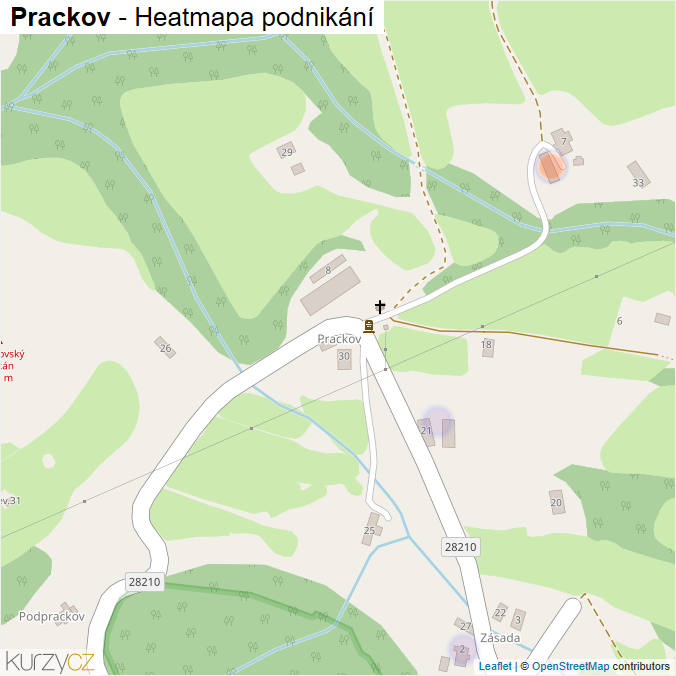 Mapa Prackov - Firmy v části obce.