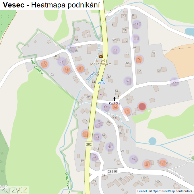 Mapa Vesec - Firmy v části obce.