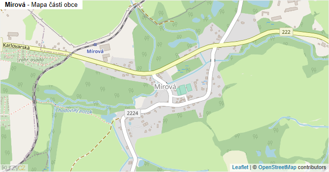 Mírová - mapa části obce