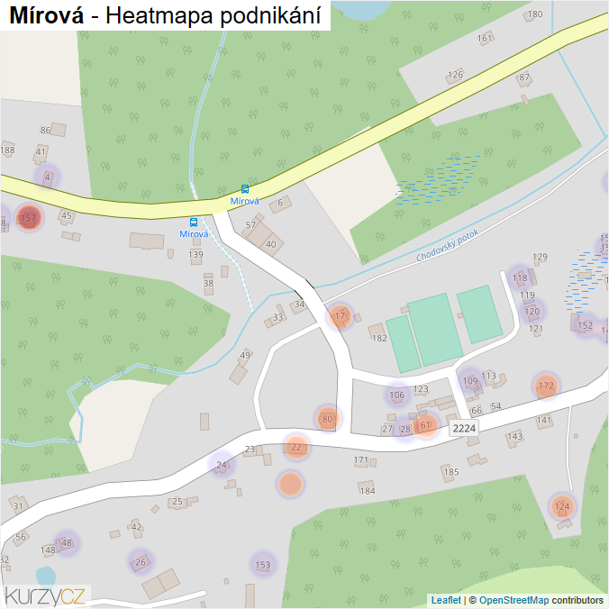 Mapa Mírová - Firmy v části obce.