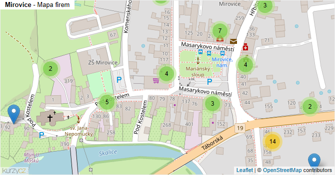 Mirovice - mapa firem