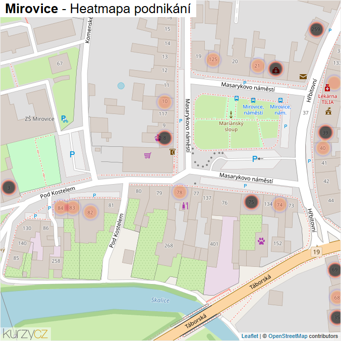 Mapa Mirovice - Firmy v obci.