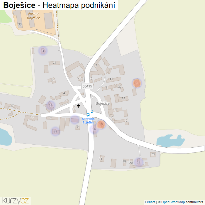 Mapa Boješice - Firmy v části obce.