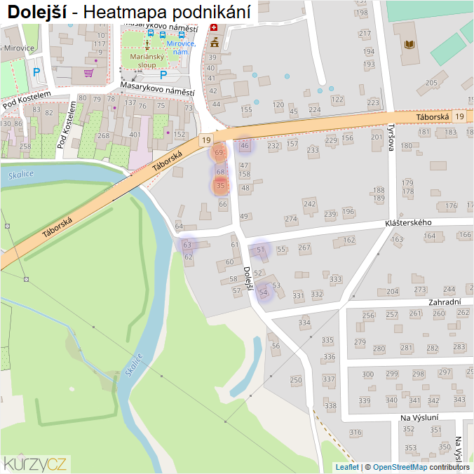 Mapa Dolejší - Firmy v ulici.