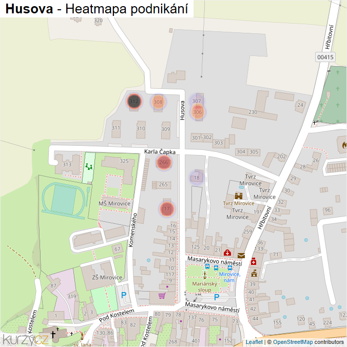 Mapa Husova - Firmy v ulici.
