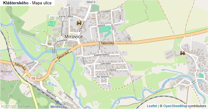 Klášterského - mapa ulice