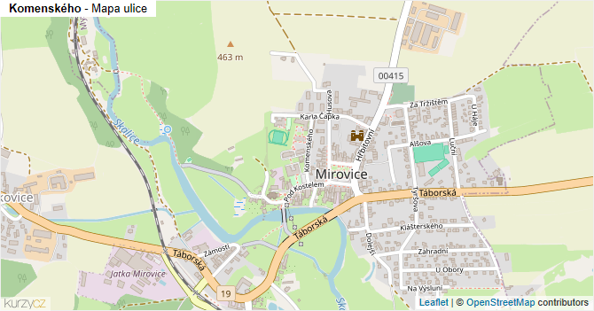 Komenského - mapa ulice