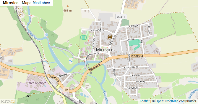 Mirovice - mapa části obce