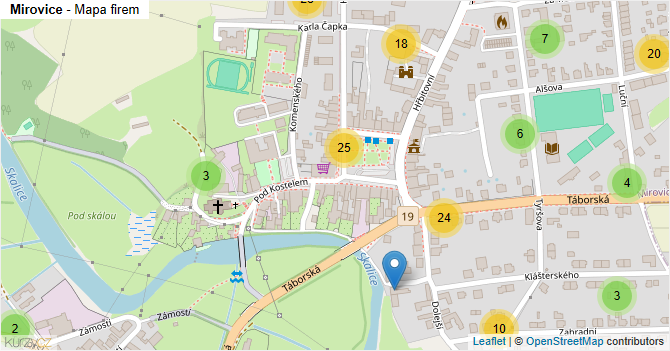 Mirovice - mapa firem