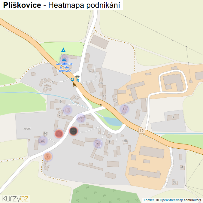 Mapa Plíškovice - Firmy v části obce.