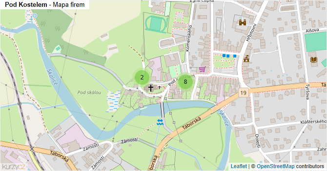 Pod Kostelem - mapa firem
