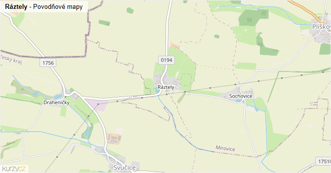 Ráztely - záplavové mapy stoleté vody