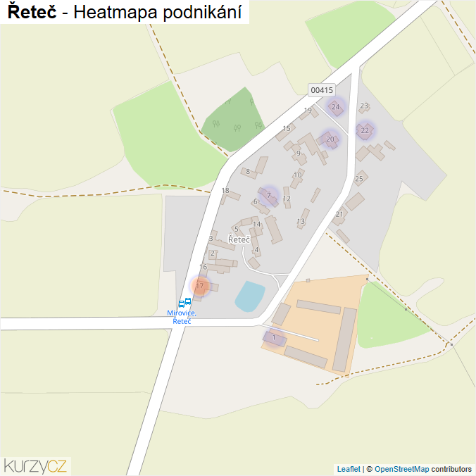 Mapa Řeteč - Firmy v části obce.