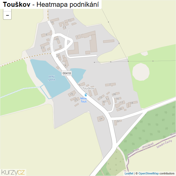 Mapa Touškov - Firmy v části obce.
