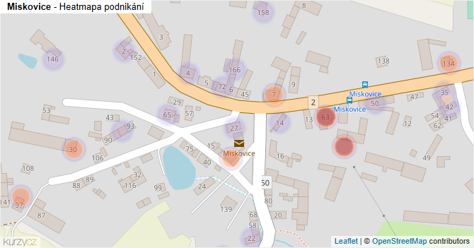 Miskovice - mapa podnikání
