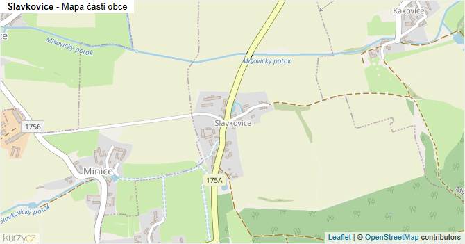 Slavkovice - mapa části obce