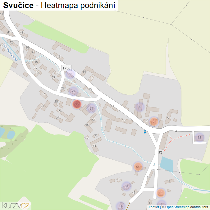 Mapa Svučice - Firmy v části obce.