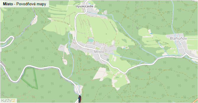 Místo - záplavové mapy stoleté vody