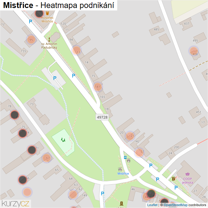 Mapa Mistřice - Firmy v obci.