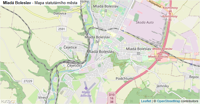 Mladá Boleslav - mapa statutárního města