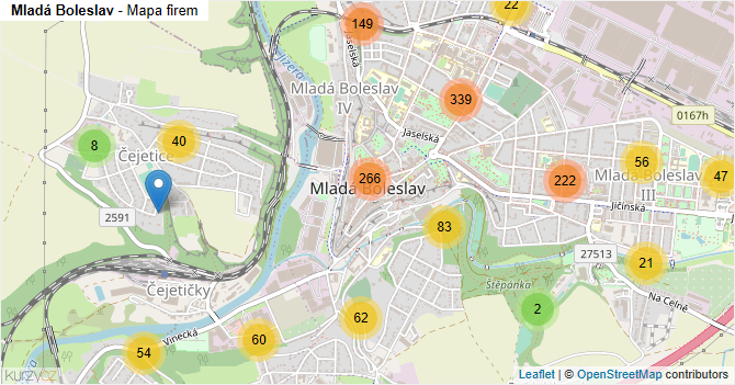 Mladá Boleslav - mapa firem