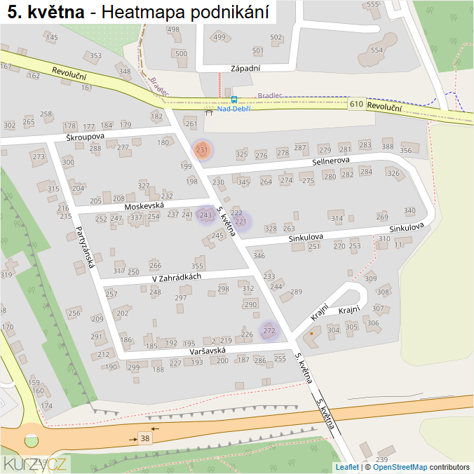 Mapa 5. května - Firmy v ulici.