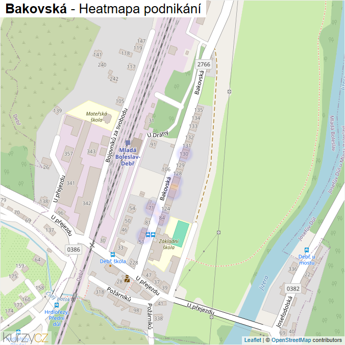 Mapa Bakovská - Firmy v ulici.