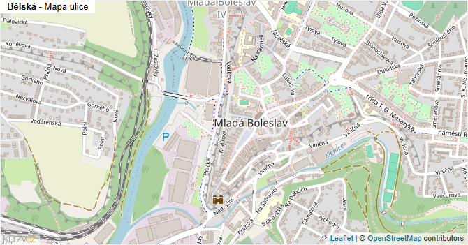 Bělská - mapa ulice