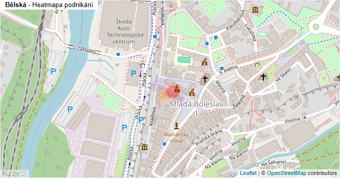 Bělská - mapa podnikání