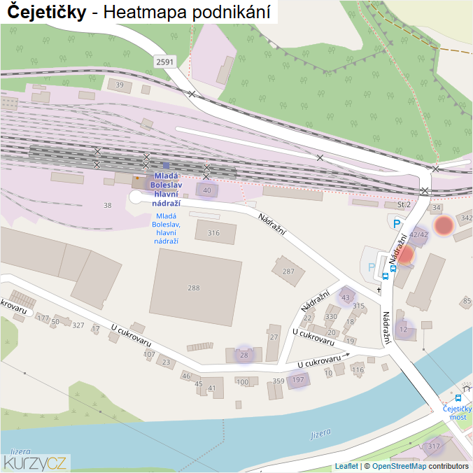 Mapa Čejetičky - Firmy v části obce.