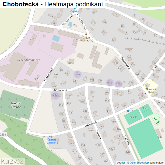 Mapa Chobotecká - Firmy v ulici.