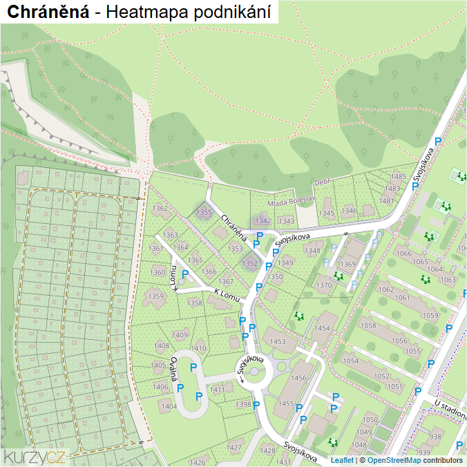 Mapa Chráněná - Firmy v ulici.