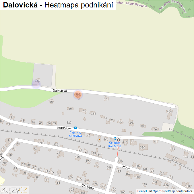 Mapa Dalovická - Firmy v ulici.