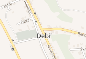 Debř v obci Mladá Boleslav - mapa části obce