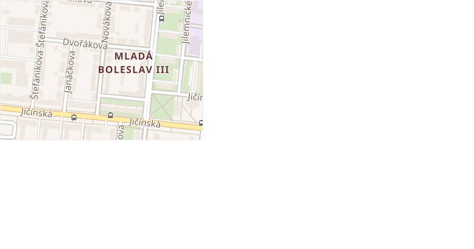Dvořákova v obci Mladá Boleslav - mapa ulice