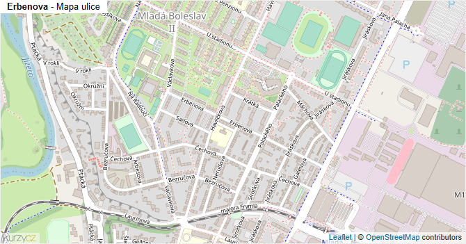 Erbenova - mapa ulice