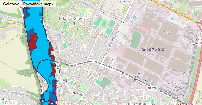 Galetova - záplavové mapy stoleté vody