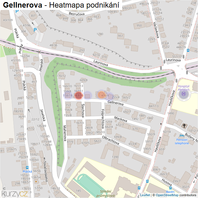 Mapa Gellnerova - Firmy v ulici.