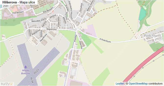 Hilšerova - mapa ulice