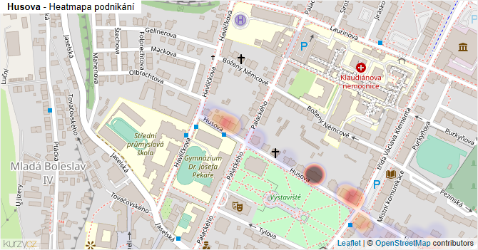 Husova - mapa podnikání