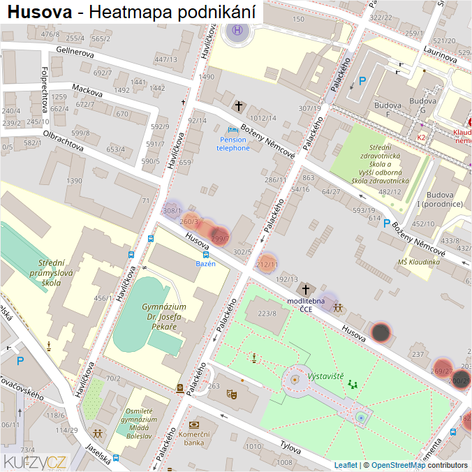 Mapa Husova - Firmy v ulici.