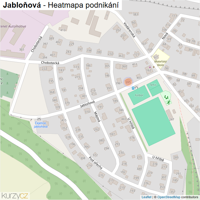 Mapa Jabloňová - Firmy v ulici.