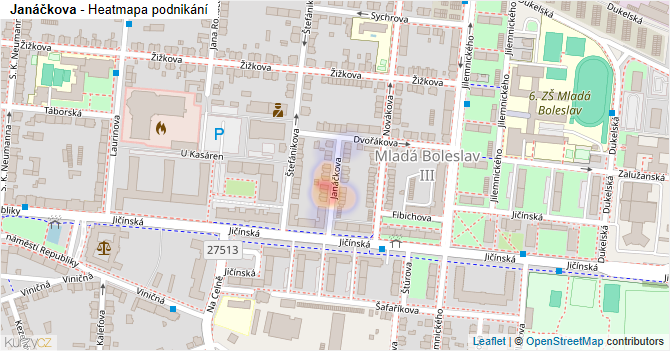 Janáčkova - mapa podnikání
